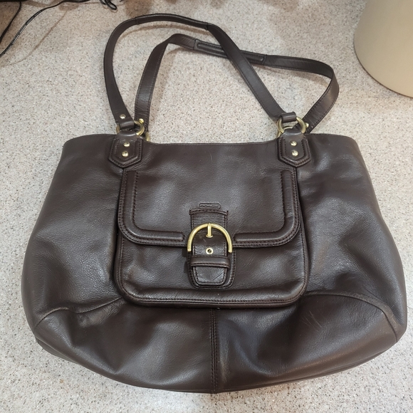 Coach Brown Satchel Handbag Shoulder Business Tote Bag F24961 - Picture 1 of 16